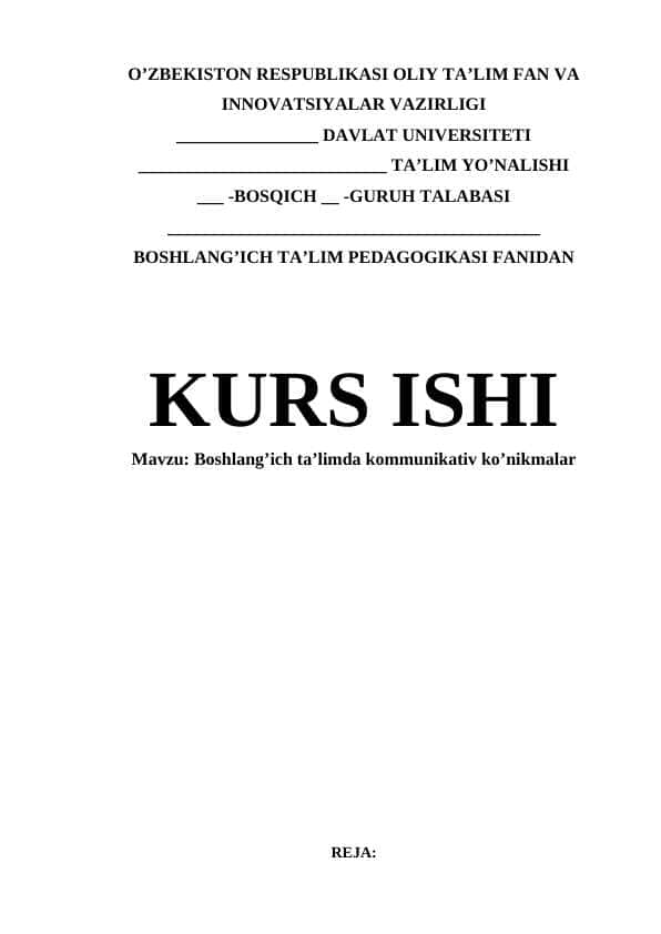 Boshlang’ich ta’limda kommunikativ ko’nikmalar