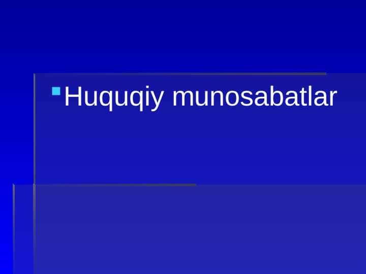 Huquqiy munosabatlar