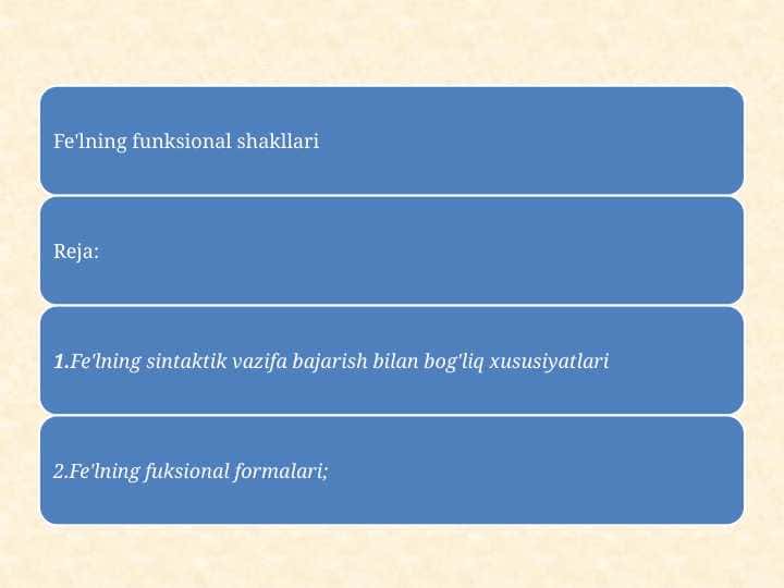 Fe'lning funksional shakllari