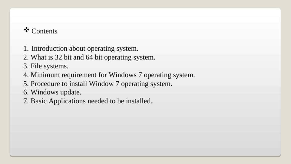 Setup Of Window 7