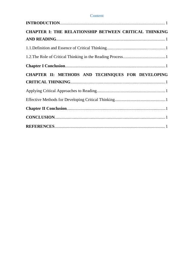 The role of critical thinking in reading
