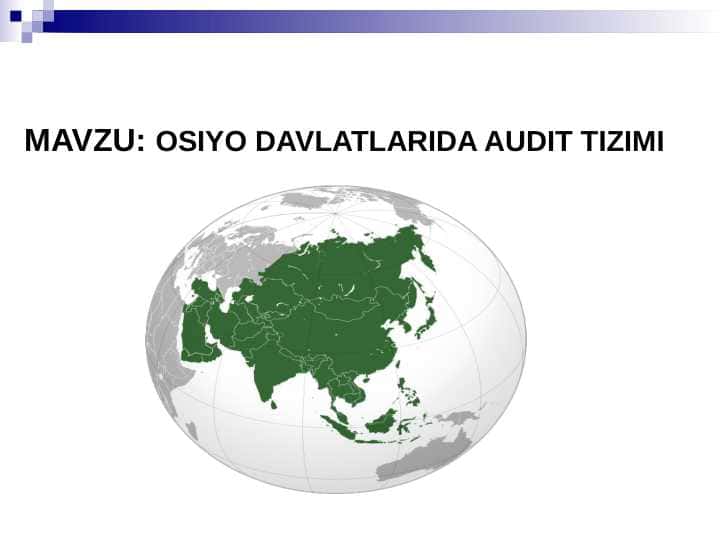 OSIYO DAVLATLARIDA AUDIT TIZIMI