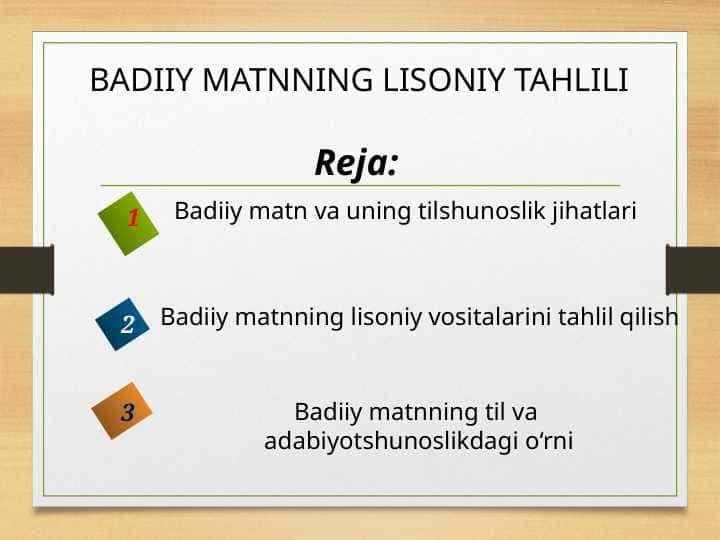 BADIIY MATNNING LISONIY TAHLILI