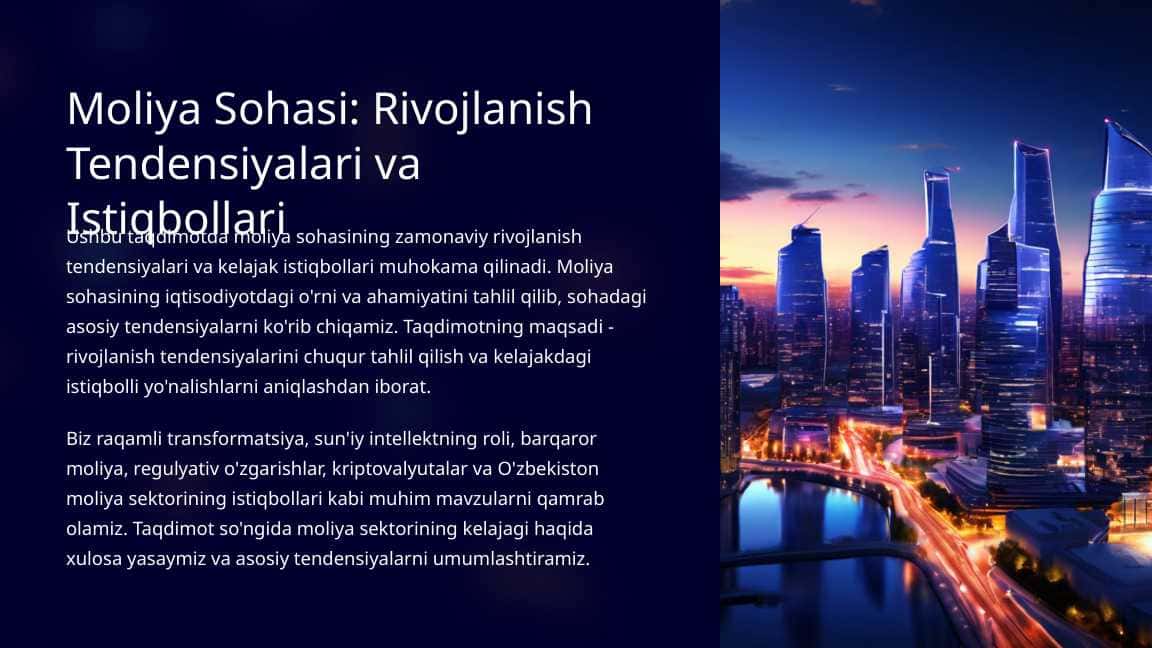 Moliya Sohasi Rivojlanish Tendensiyalari va Istiqbollari