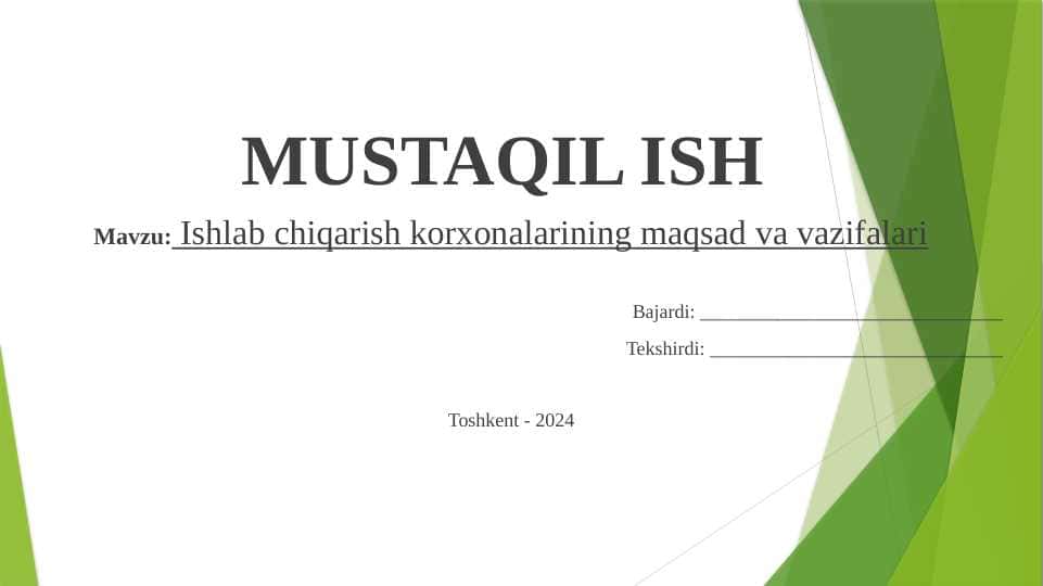 Ishlab chiqarish korxonalarining maqsad va vazifalari