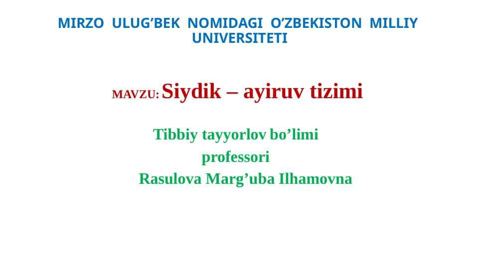 Siydik – ayiruv tizimi