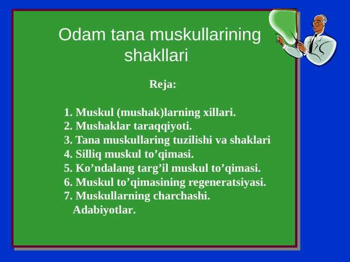 Odam tana muskullarining shakllari