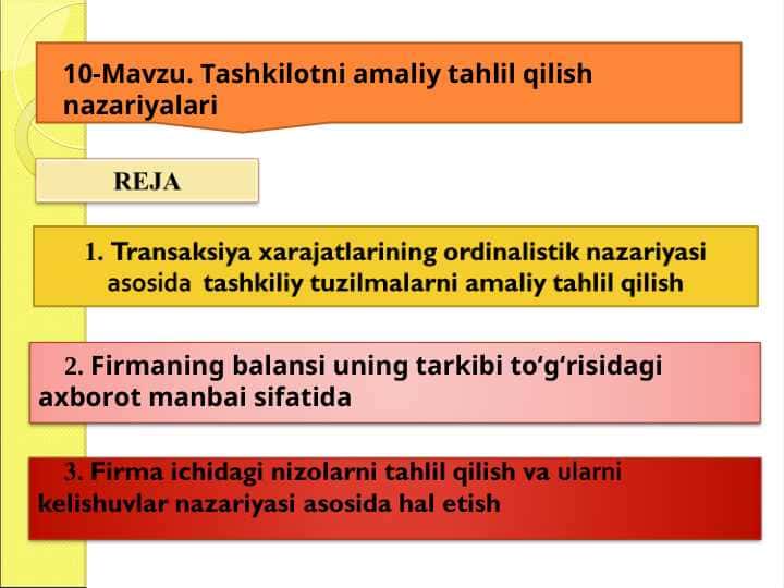 Tashkilotni amaliy tahlil qilish nazariyalari