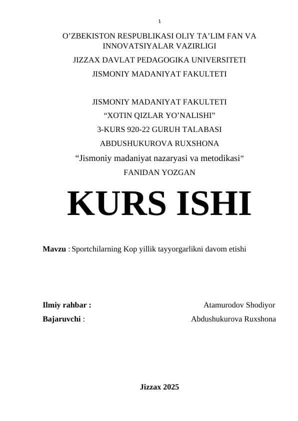 Sportchilarning Kop yillik tayyorgarlikni davom etishi
