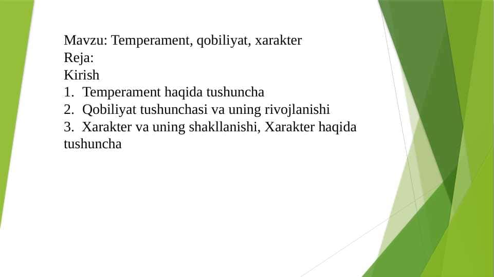 Temperament, qobiliyat, xarakter