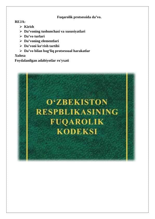 Fuqarolik protsessida da’vo 25