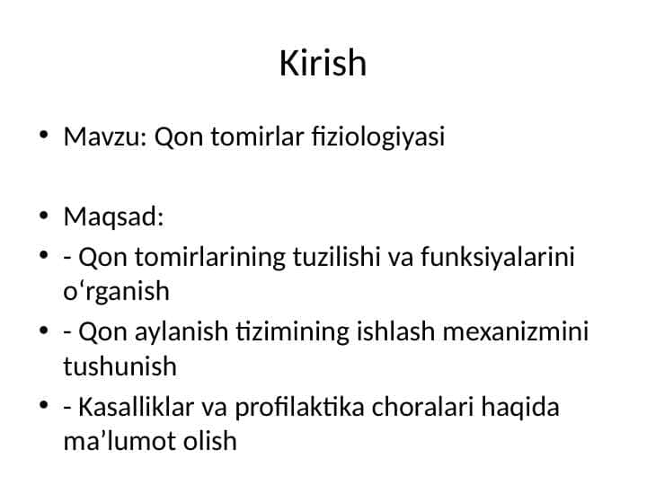 Qon fiziologiyasi (prezentatsiya)