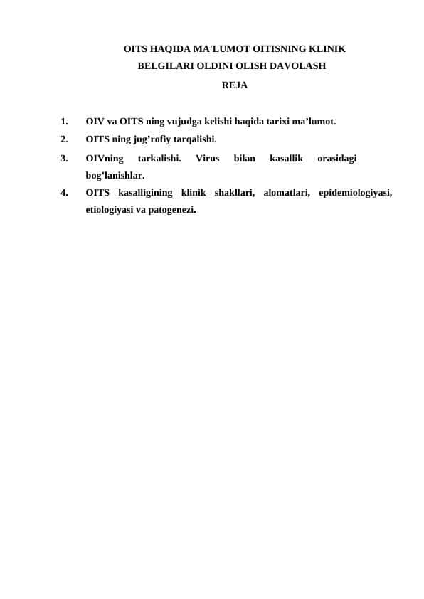 OITS HAQIDA MA'LUMOT OITISNING KLINIK BELGILARI OLDINI OLISH DAVOLASH
