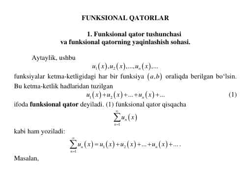 FUNKSIONAL QATORLAR