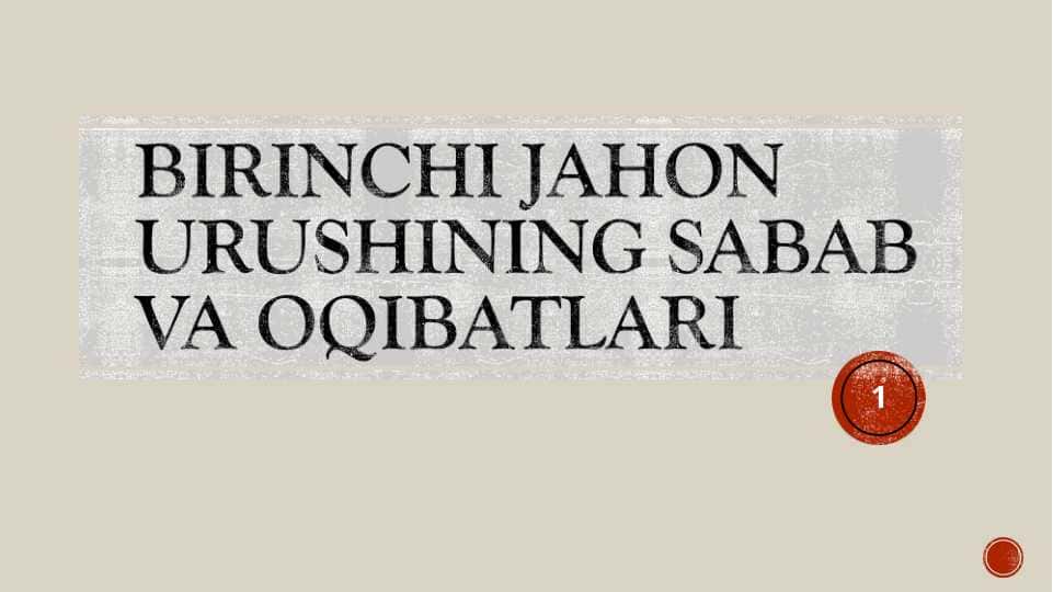 1 JAHON URUSH OQIBATI