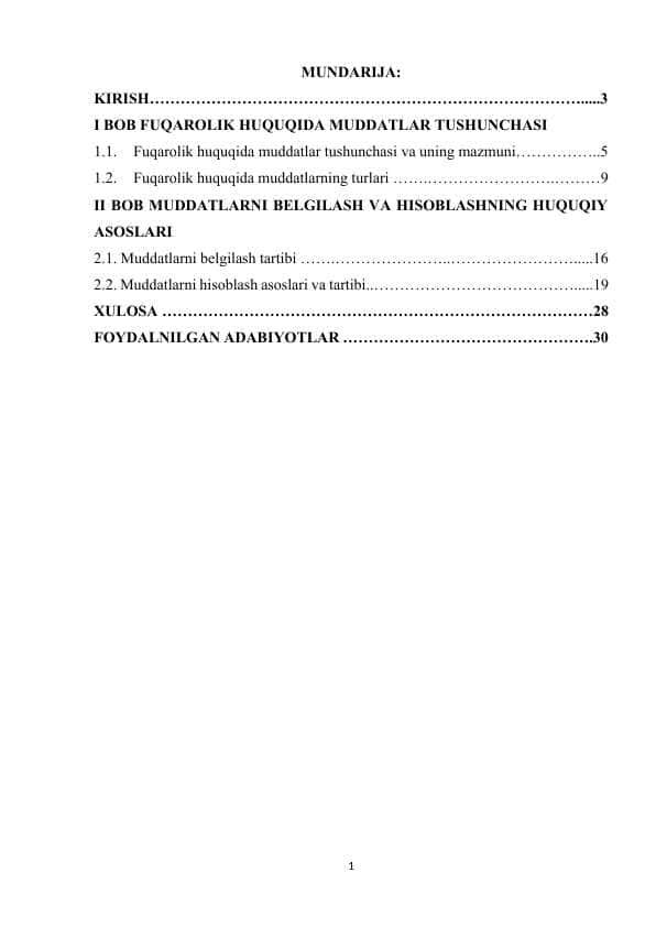 Muddatlarni hisoblash. Muddatlarni belgilash