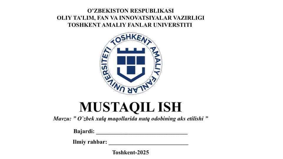 O`zbek xalq maqollarida nutq odobining aks etilishi .