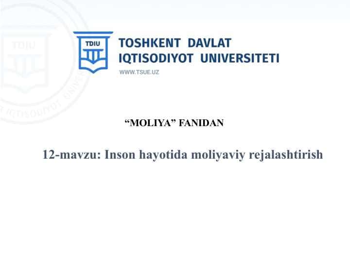 Inson hayotida moliyaviy rejalashtirish