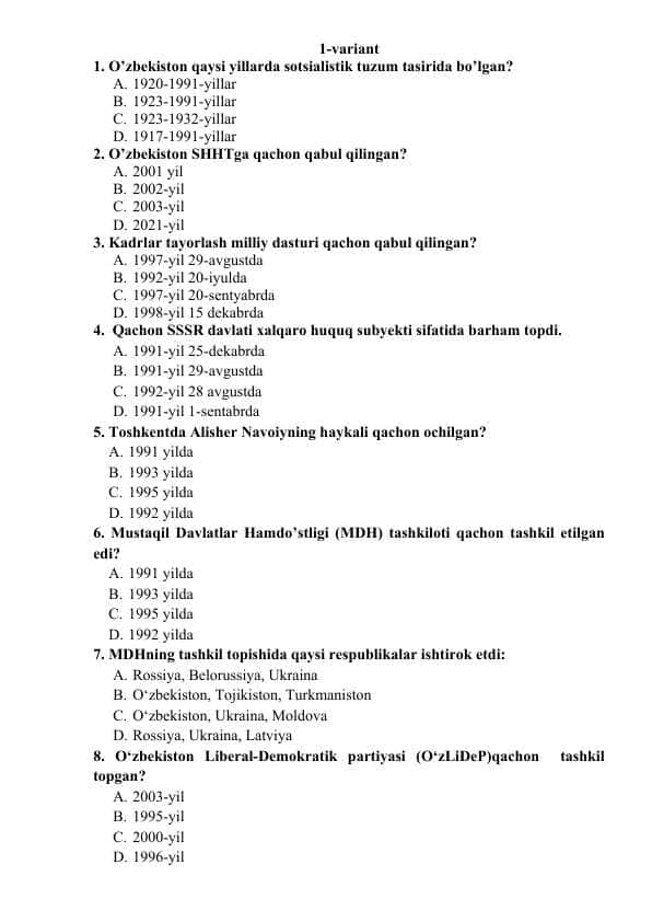 Kembrij test variantlari