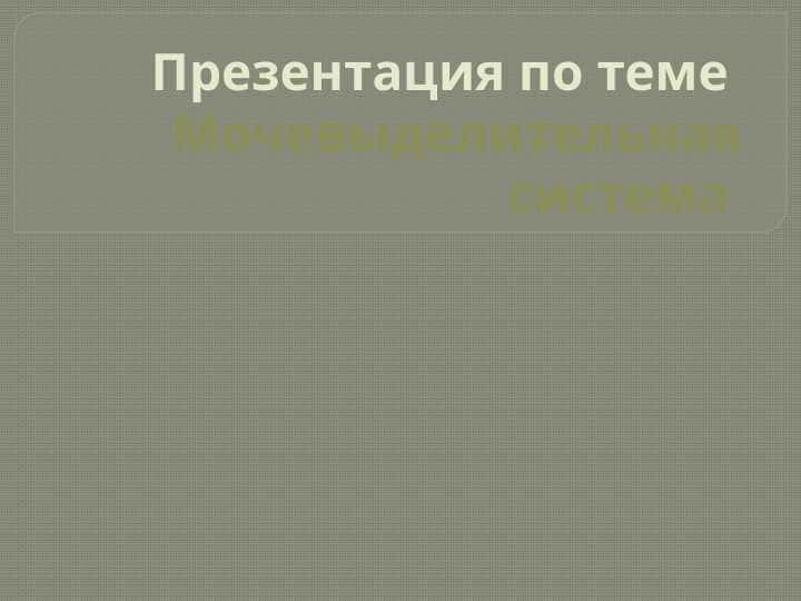 Мочевыделительная система