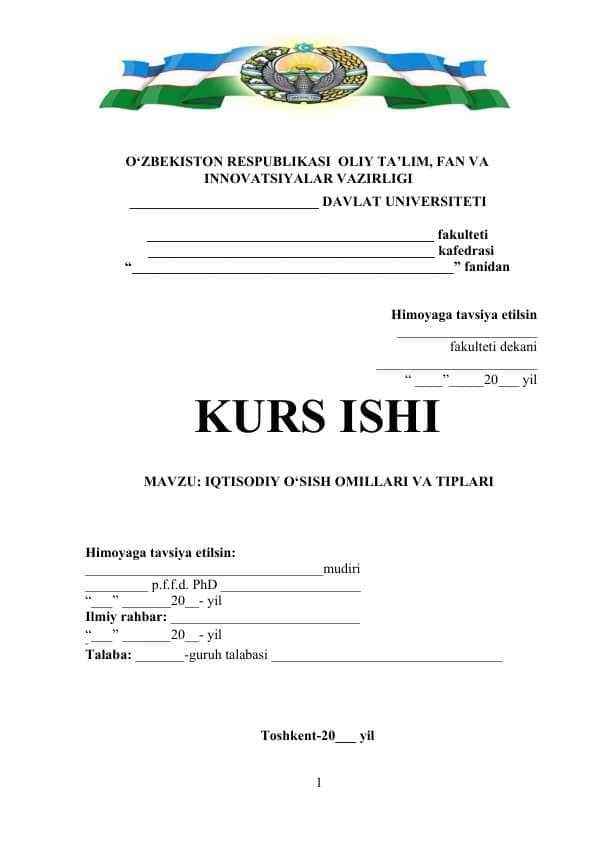 IQTISODIY O‘SISH OMILLARI VA TIPLARI