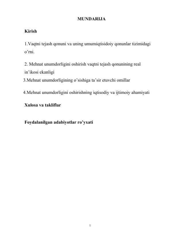 "Vaqtni Tejash Qonuni: Umumiy Iqtisodiy Qonunlar Tizimidagi Oʻrni" - 1-Kurs Iqtisodiyot Talabalari uchun Tayyor Referat