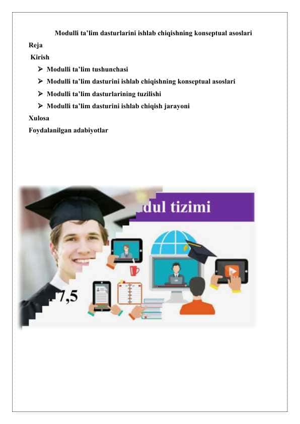 Modulli ta’lim dasturlarini ishlab chiqishning konseptual asoslari 25