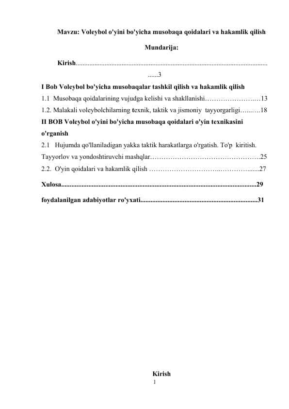 Voleybol o'yini bo'yicha musobaqa qoidalari va hakamlik qilish