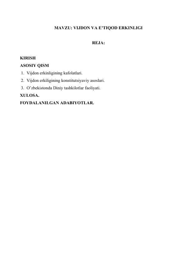 Vijdon va e’tiqod erkinligi