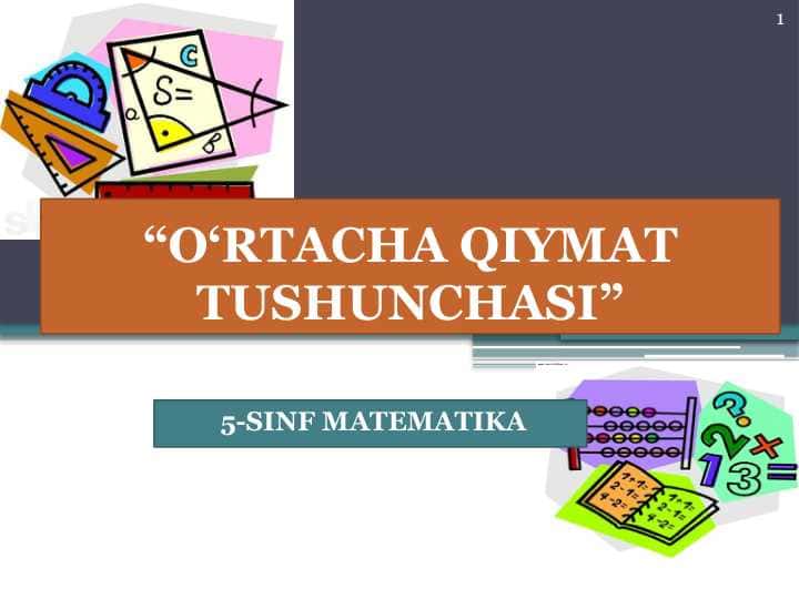O‘RTACHA QIYMAT TUSHUNCHASI
