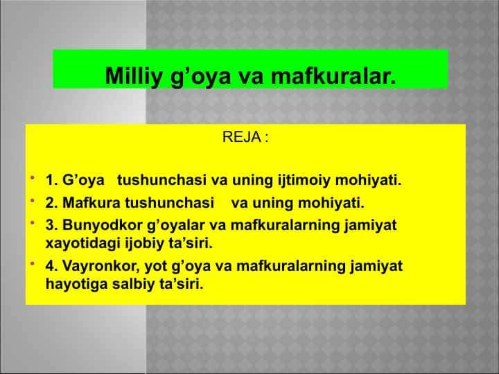 Milliy g’oya va mafkuralar