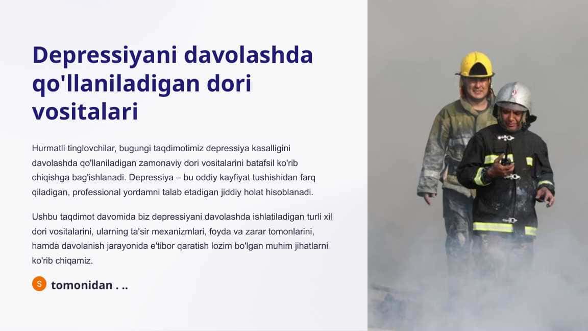 Depressiyani davolashda qo'llaniladigan dori vositalari