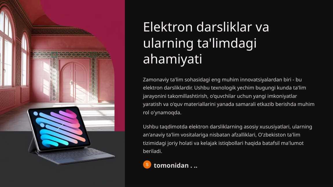 Elektron darsliklar va ularning ta'limdagi ahamiyati