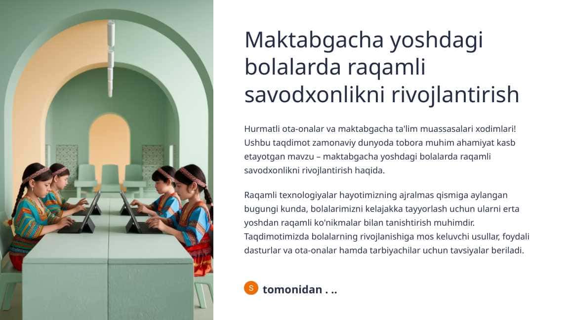 Maktabgacha yoshdagi bolalarda raqamli savodxonlikni rivojlantirish
