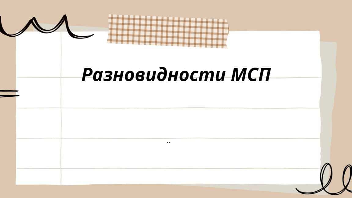 Разновидности МСП