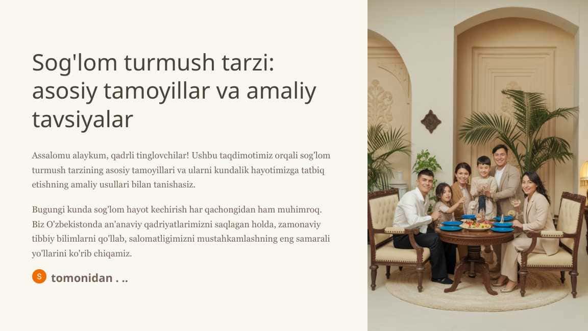 Sog'lom turmush tarzi asosiy tamoyillar va amaliy tavsiyalar