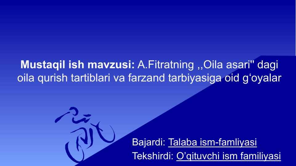 Abdurauf Fitratning Oila asari dagi oila qurish tartiblari va farzand tarbiyasiga oid g'oyalar