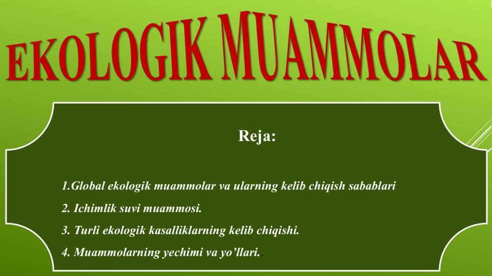 EKOLOGIK MUAMMOLAR