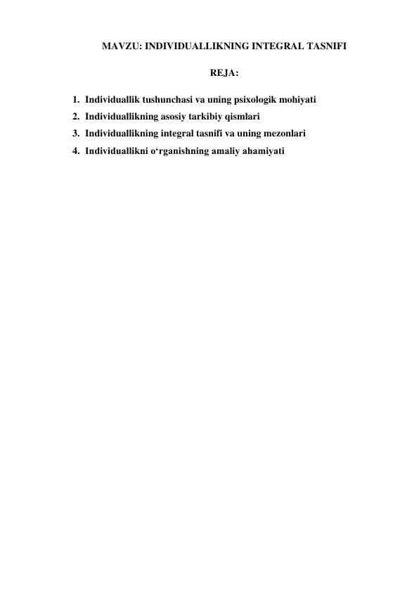 INDIVIDUALLIKNING INTEGRAL TASNIFI