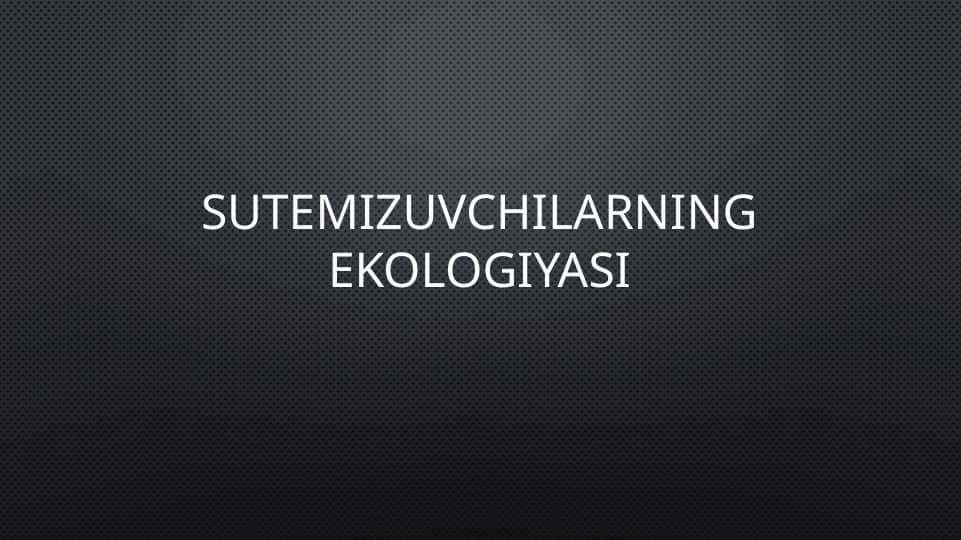 Sutemizuvchilarning ekologiyasi