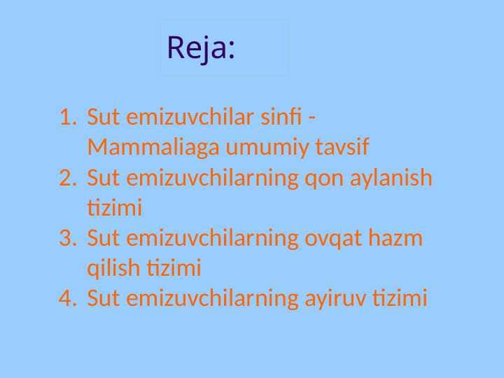 Sut emizuvchilarning qon aylanish tizimi