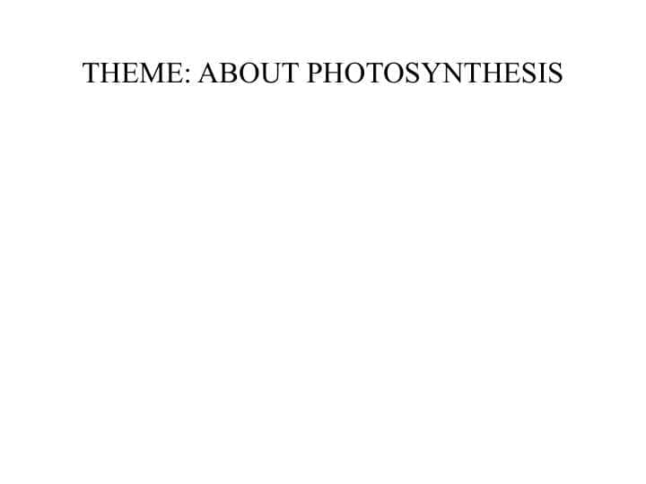 ABOUT PHOTOSYNTHESIS