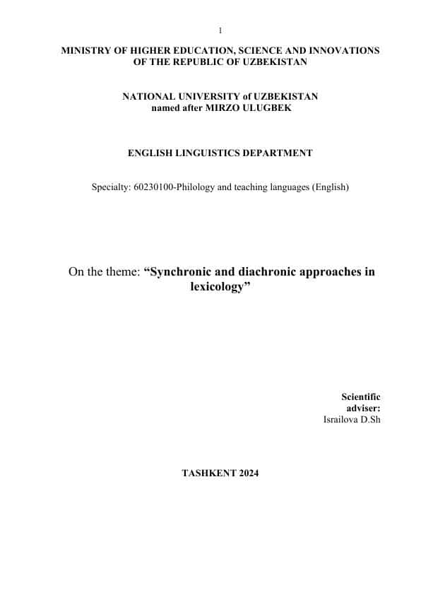 Synchronic and diachronic approaches in lexicology