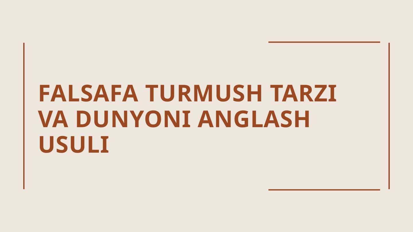 Falsafa turmush tarzi va dunyoni anglash usuli