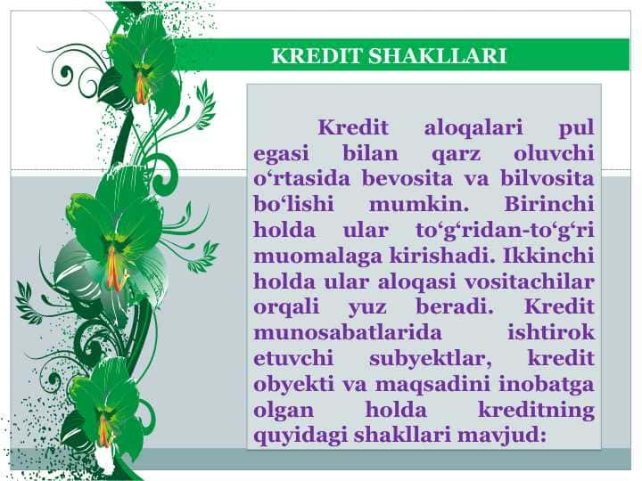 KREDIT SHAKLLARI