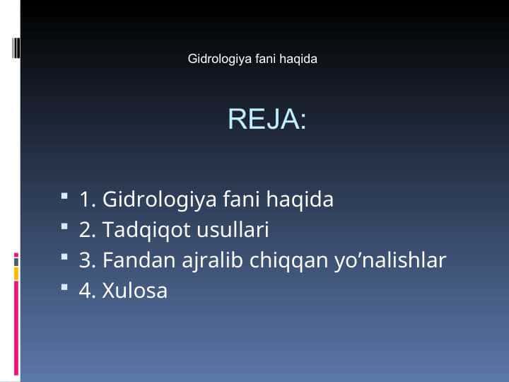 Gidrologiya fani haqida