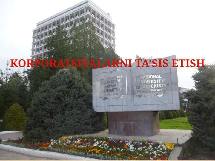 korporatsiyalarni ta’sis etish