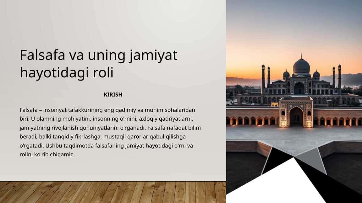 Falsafa va uning jamiyat hayotidagi roli