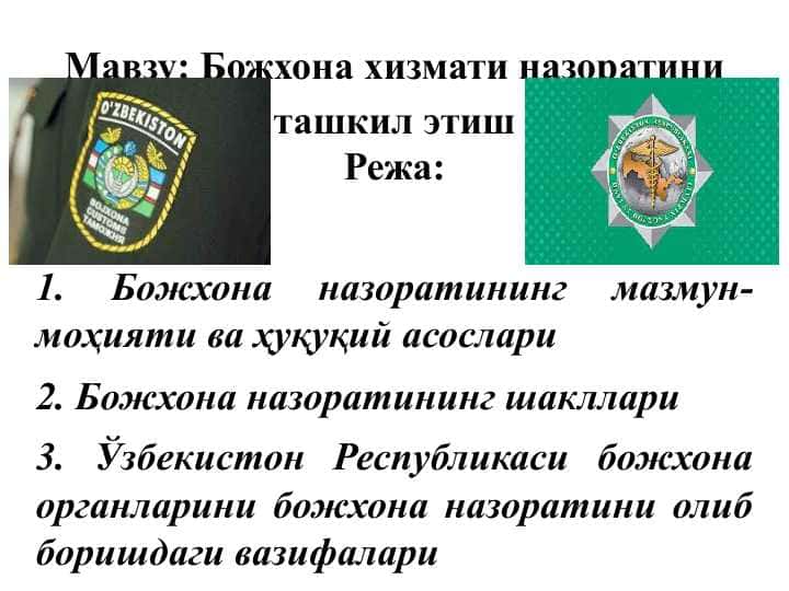 Божхона хизмати назоратини ташкил этиш