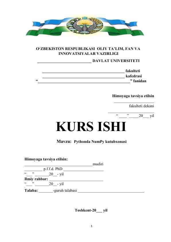 Pythonda NumPy kutubxonasi